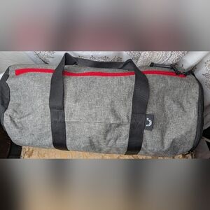 Jones Sports Co Varsity Duffel Bag 2.0 Carry-On Travel Gym Bag Gray Black Red